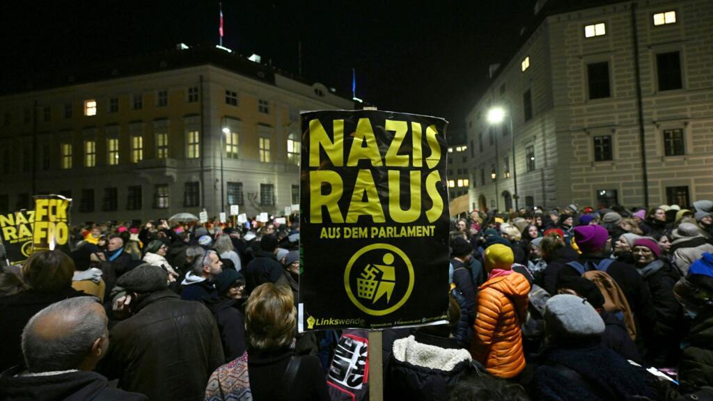 Protests against a rising far-right party are gathering tens of thousands of people in Austria