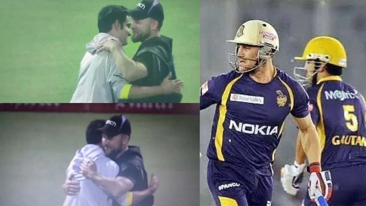 Former KKR teammates Gautam Gambhir and Brendon McCullum share heartwarming moment at Eden Gardens