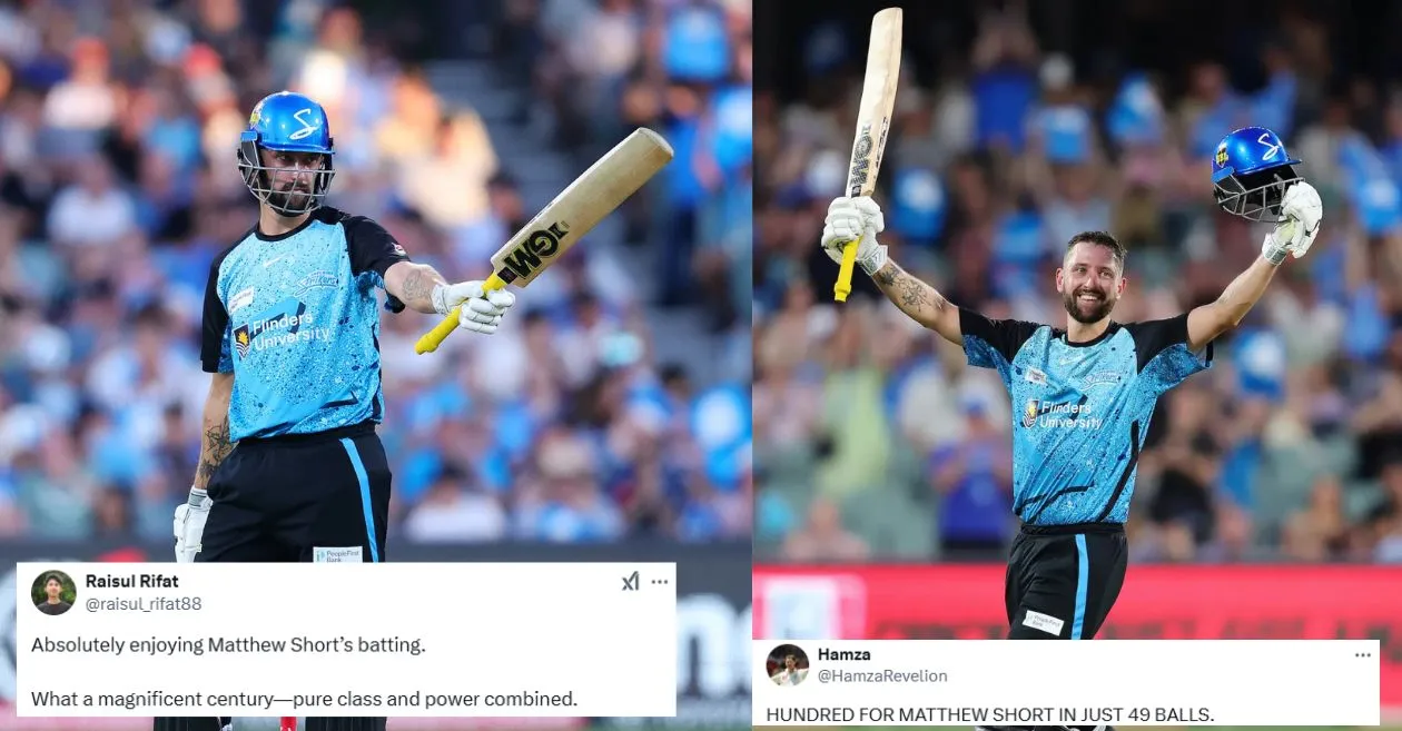 Fans cheer for Matthew Short’s record-breaking performance against Brisbane Heat (BBL|14) at Adelaide Oval (BBL|14)