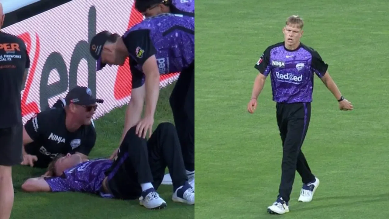 Nathan Ellis crashes headfirst into advertising board during BBL 2024-25 match