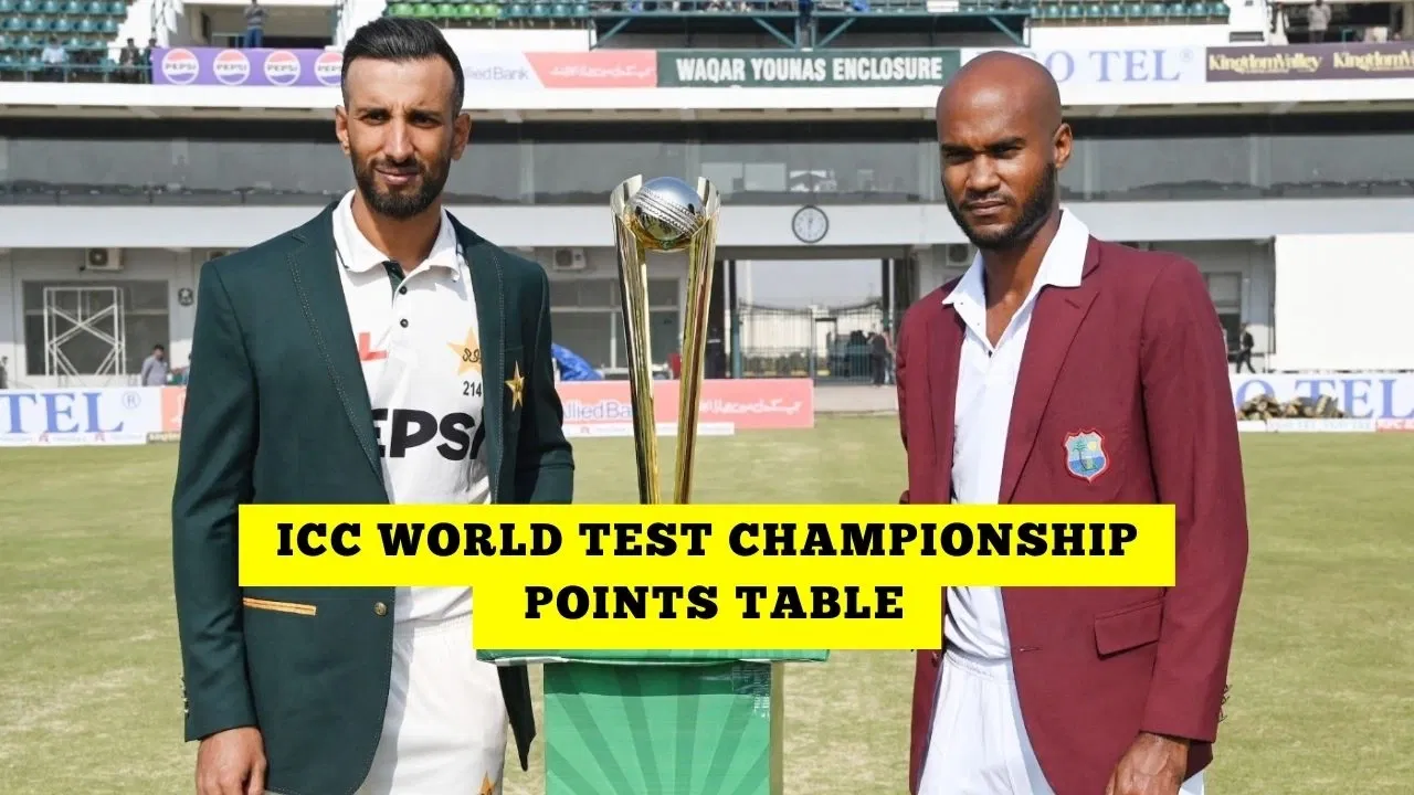 ICC World Test Championship points table, WTC points table after the first test between PAK and WI in 2025