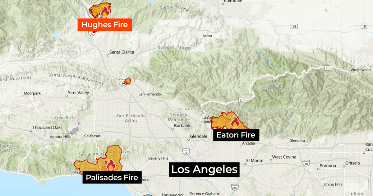 Mapping the Hughes wildfires that are scorching the Los Angeles mountains | Climate crisis news