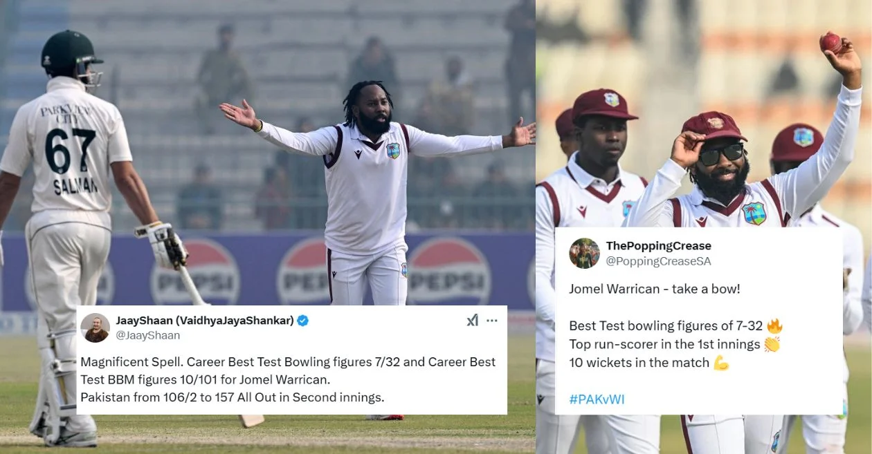 PAK vs WI: Jomel Warrican’s 7/32 deftly destroys Pakistan on Day 3 of 1st Test and fans are going crazy