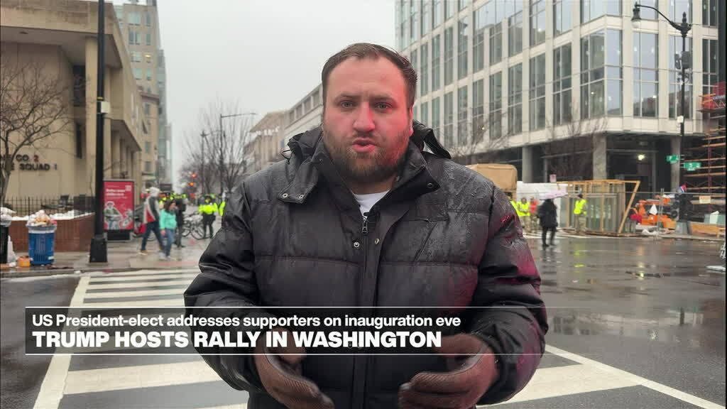 Thousands of Trump supporters in Washington at a pre-inauguration rally