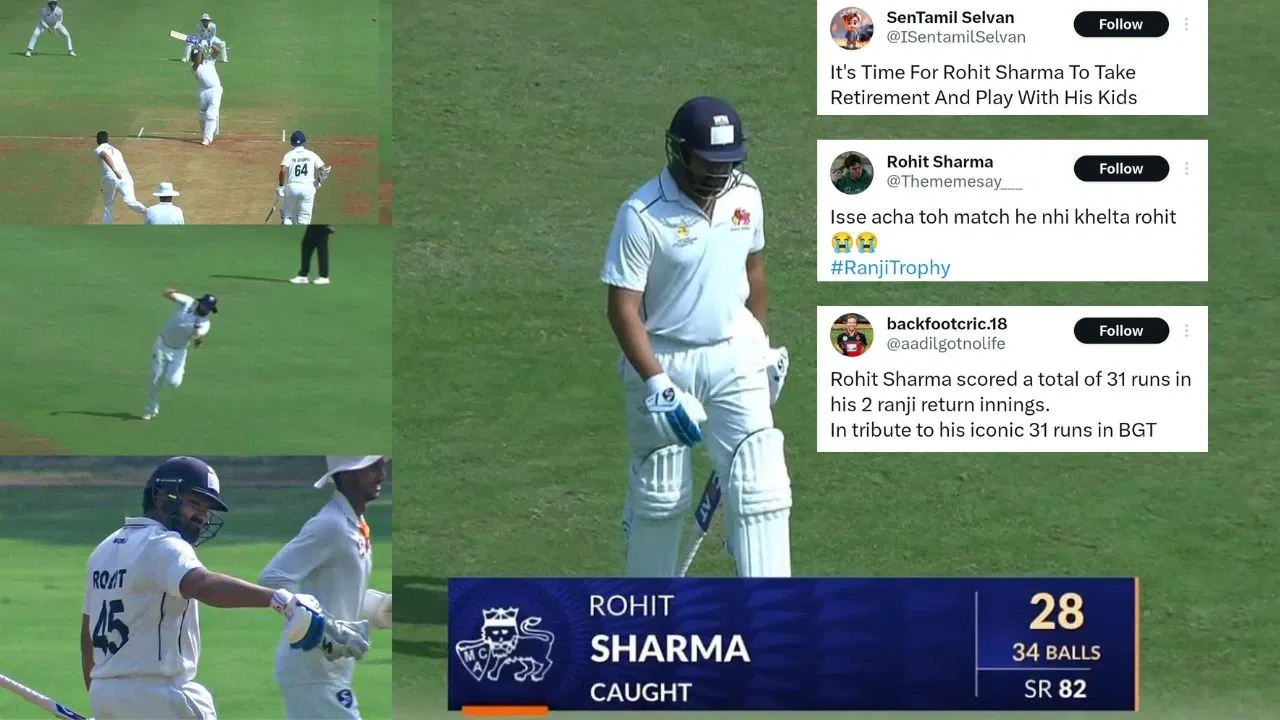 Abid Mushtaq took Stunner to dismiss Rohit Sharma on 28. Fans demand Indian captain to retire