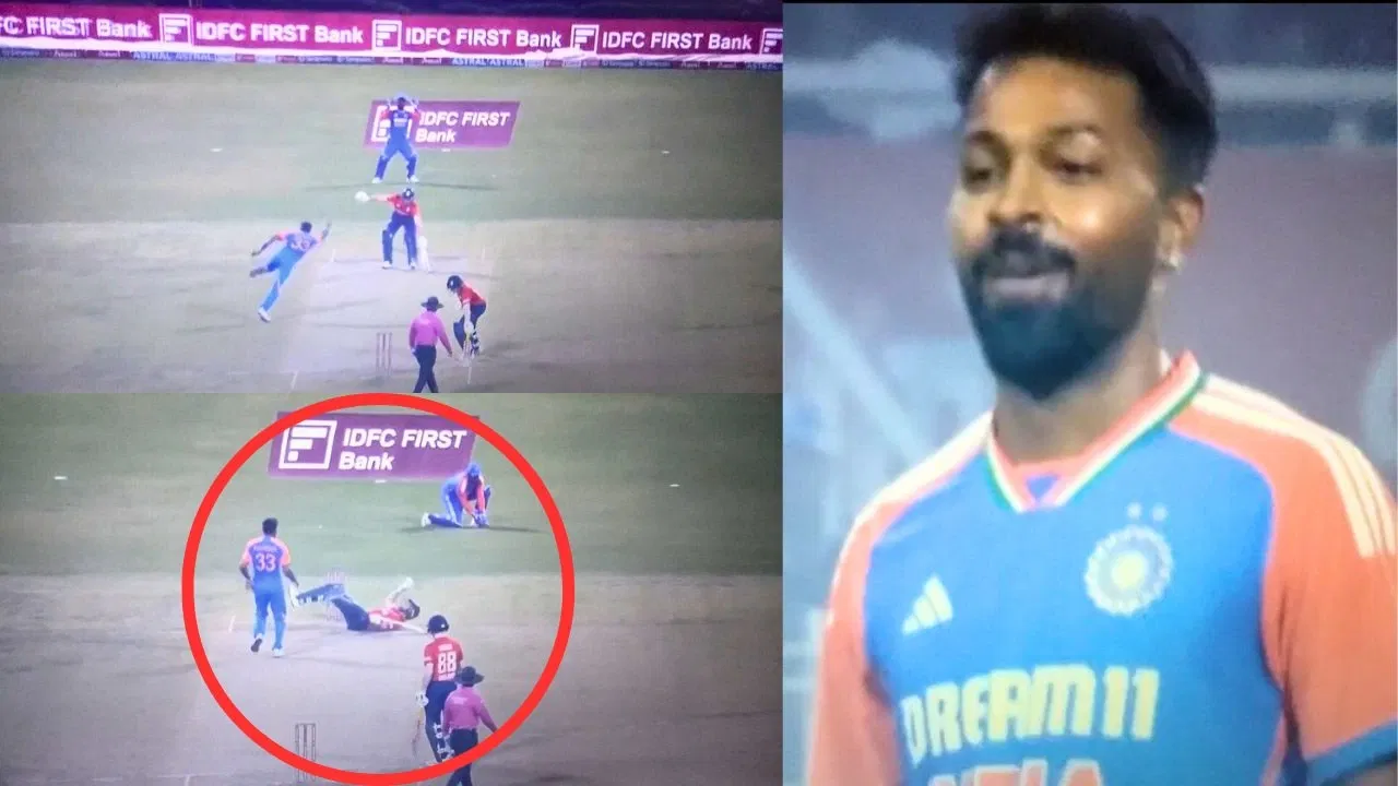 Hardik Pandya bowls to defenseless Jos Buttler, batsman falls during T20I match in Kolkata