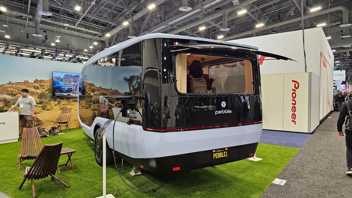 The Pebble Flow EV trailer at CES got a few tweaks ahead of its spring shipping date