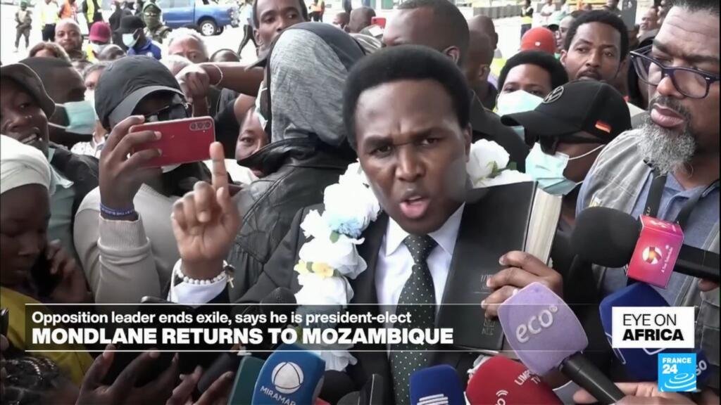 The exiled opposition leader returns to Mozambique and says he is the elected president