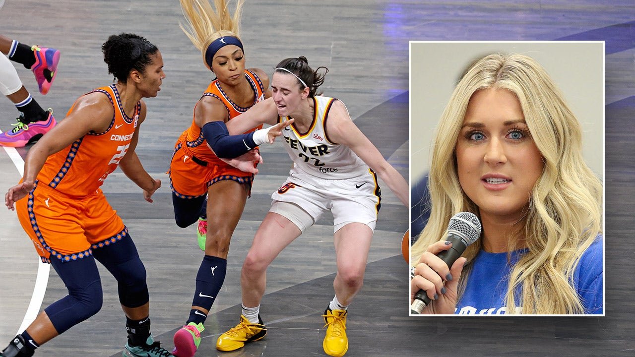 Riley Gaines sheds tears after WNBA star gave Caitlin Clark a black eye for wearing anti-Trump shirt