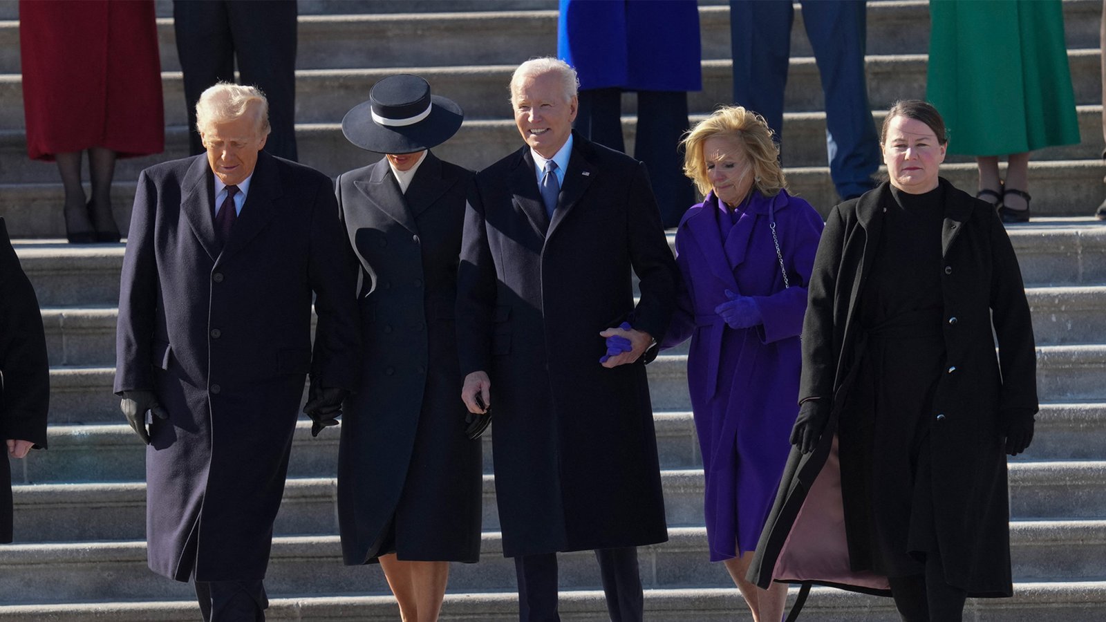 Former US President Biden leaves the Capitol as Trump takes office