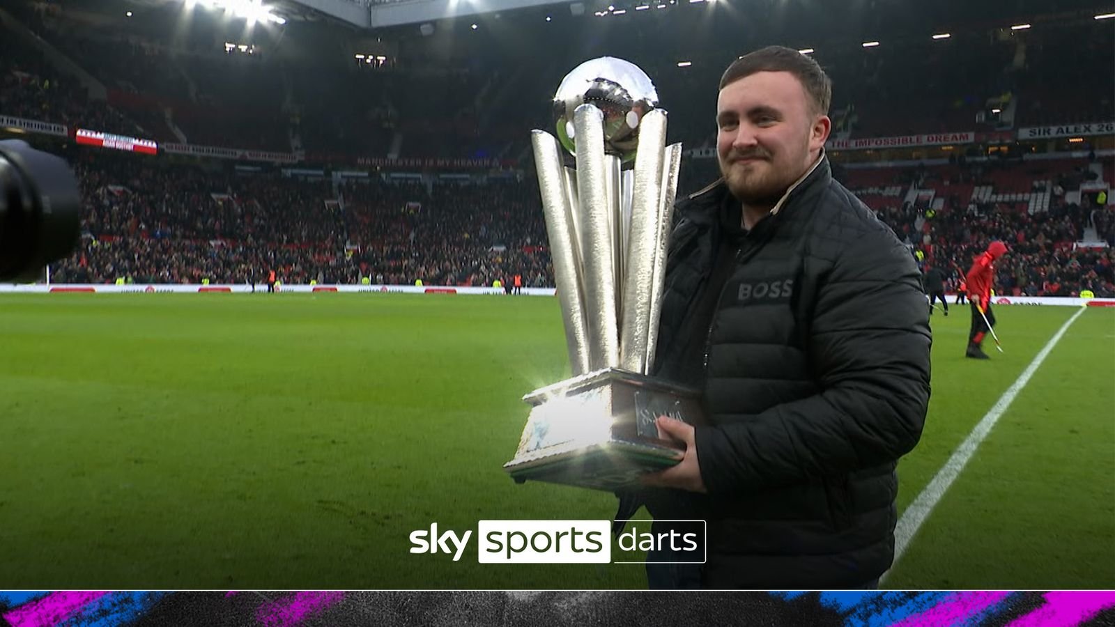 “There’s only one Luke Littler!” | Old Trafford sang for Littler as he lifted the WDC trophy!