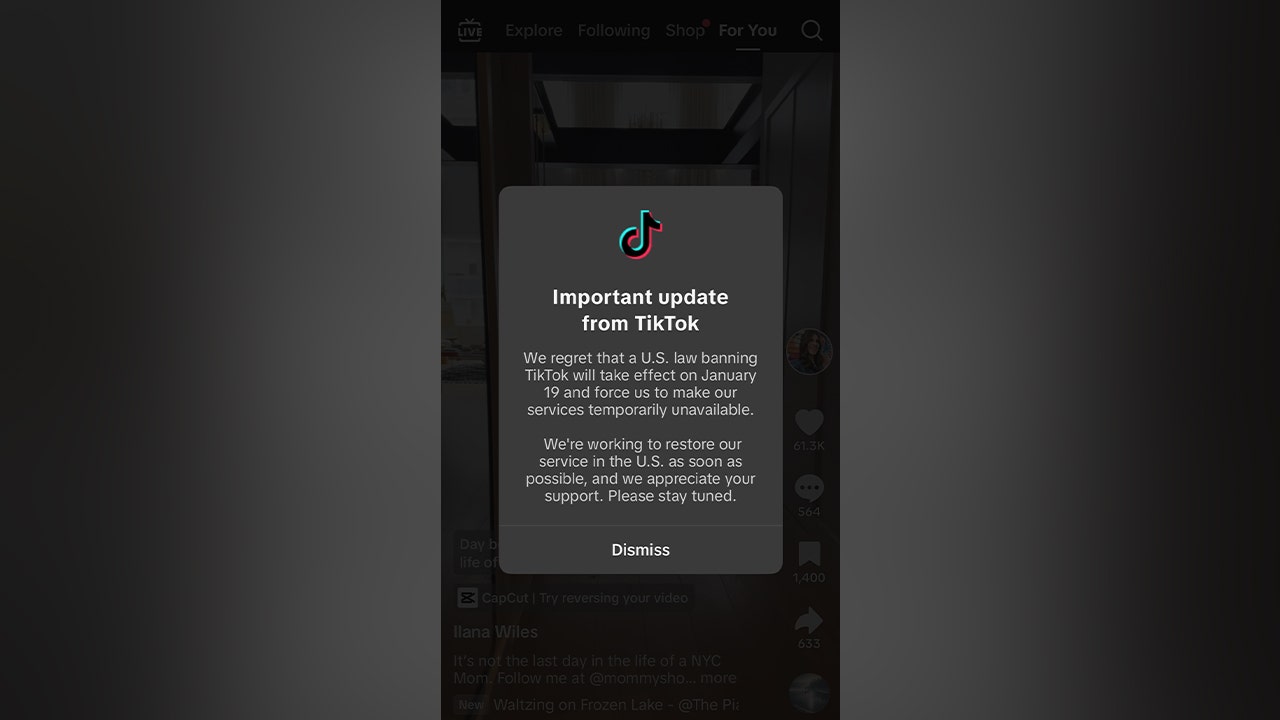 Hours before the US ban, TikTok says users will see a “temporary” shutdown of the service